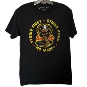 Cobra Kai Graphic Tee “Strike First…” Black Short Sleeve 100% Cotton Size Small